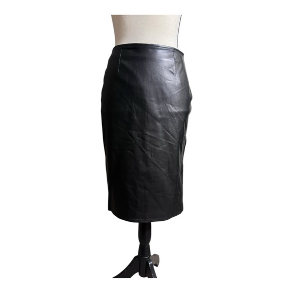 Vakko Sports Vintage 80s Black Leather Pencil Skirt Size 2